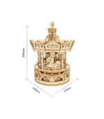 Puzzle 3D Carrossel Mecânico Vintage em Madeira – Image 2
