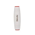 Bastão Fidget Mokuru branco com detalhes vermelhos nas extremidades, visto de frente.