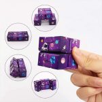 Peças do Cubo Infinito 3D com tema espacial, mostrando detalhes de planetas, foguetes e estrelas em cores vibrantes.