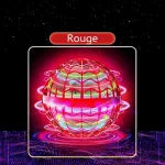 Balão luminoso vermelho com efeitos de luz e movimento, ilustrando um objeto científico ou decorativo futurista.