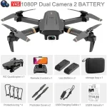 Drone com câmera 1080P, control remoto, baterias de lipo, e acessórios de proteção, ideal para jovens entusiastas de tecnologia.