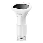 Microscópio eletrônico branco com visor grande e botões de controle, usado para observação científica infantil.