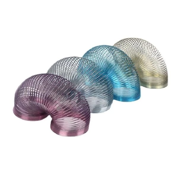 Conjunto de quatro tubos de vidro coloridos, curvos, com grade de malha aberta, em tons de roxo, azul, verde e amarelo, usados em experimentos científicos.