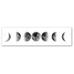 Sequência de imagens das fases da Lua, desde a nova até à cheia, mostrando diferentes iluminações e sombras.