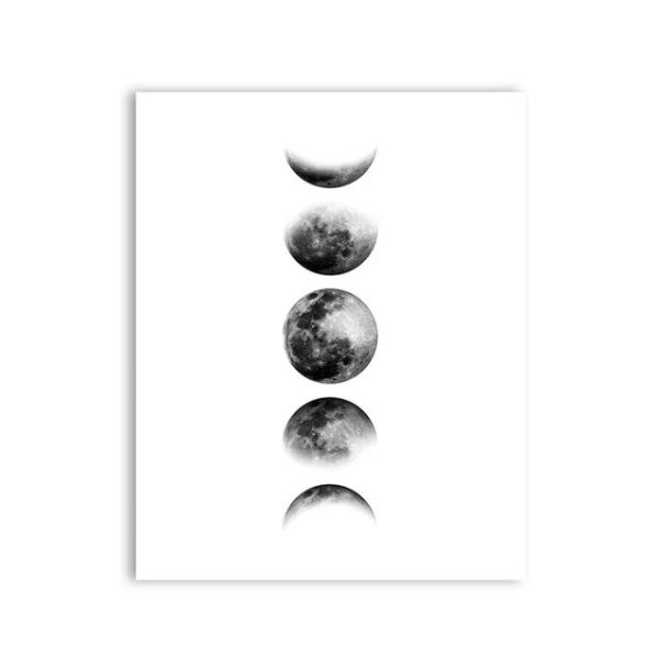 Sequência de imagens mostrando as diferentes fases da Lua, desde a lua nova até à lua cheia e de volta às fases iniciais.