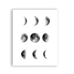 Sequência de imagens mostrando as diferentes fases da Lua, desde a Lua Nova até à Lua Cheia e de volta às fases iniciais.