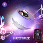 Projetor de estrelas com luzes coloridas, conexão Bluetooth, e controle por smartphone, ideal para decoração de ciência e ambientes educativos.