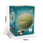Caixa do kit de exploração do planeta Saturno com imagem do planeta e minerais decorativos na frente.
