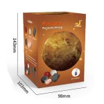 Caixa do kit de exploração planetária com imagem do planeta Mercúrio e pedras de diferentes cores e tamanhos ao lado.
