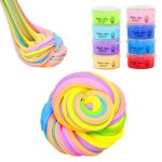 Conjunto de tubos de slime colorido em várias cores, com textura viscosa e brilhante, ideal para atividades educativas e recreativas.