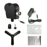 Conjunto de componentes para projeção holográfica, incluindo dispositivo principal, adaptador de energia, suporte, película de projeção e instruções.
