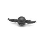 Spinner de mão com asas de pássaro douradas, detalhes em relevo na superfície, design aerodinâmico, usado para diversão e experimentos científicos.