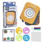Conjunto de ferramentas de pintura com rolos, moldes de diferentes formas e tubos de tinta colorida, ideal para atividades educativas e criativas.