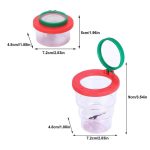 Lupa de insetos com tampa de proteção, lente grande e alça de abertura, ideal para observação de pequenos insetos ao ar livre.