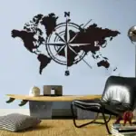 Autocolantes Bússola Mapa do Mundo