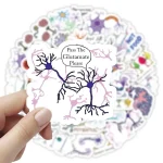 Adesivo de dois neurónios estilizados com dendrites e axónios, com balão de fala a dizer "Pass The Glutamate Please".