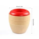 Vaso em madeira com interior vermelho, decoração de estilo científico ou industrial, ideal para decoração interior ou como objeto de coleção.