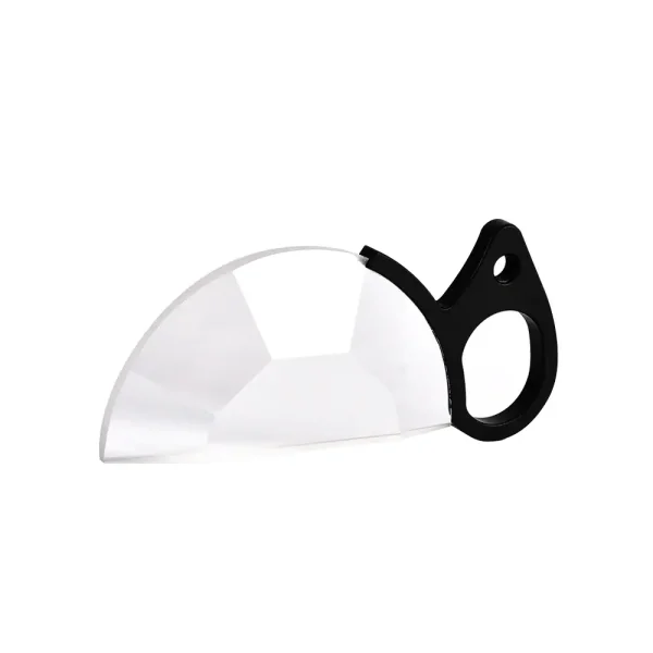 Lupa de mão com lente grande e estrutura preta, ideal para observações detalhadas de minerais ou pequenos objetos.