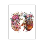 Rins ilustrados decorados com flores coloridas, folhas e detalhes artísticos, criando uma composição vibrante e artística.