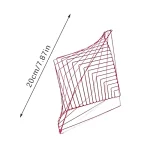 Gráfico tridimensional com linhas vermelhas formando uma curva complexa, com uma dimensão de 20cm de altura, mostrando uma estrutura geométrica intricada.