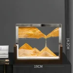 Quadro decorativo com camadas de minerais e cristais, mostrando diferentes texturas e cores, com dimensões de 19cm por 14,2cm.