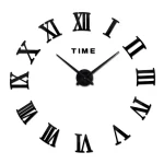 Relógio de parede com números romanos grandes e ponteiros pretos, mostrando a hora 2:10, com fundo branco e a palavra 'TIME' no centro.