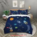 Capa de edredão espacial planetas casal