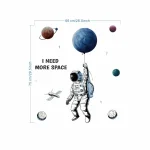 Astronauta segurando um planeta azul, rodeado por outros planetas e estrelas, com texto 'I NEED MORE SPACE' ao lado.