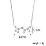 Colar com pingente de constelação em prata com cristais, medindo 24 mm de largura e 11 mm de altura, peso leve de 3 g, perfeito para os amantes de astronomia e joias elegantes.