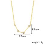 Colar em ouro com 4 diamantes, design inspirado em elementos científicos, comprimento 25mm, espessura 15mm, peso 3g, perfeito para um estilo sofisticado e único.