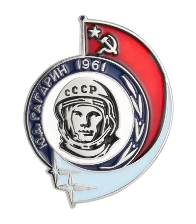 Distintivo soviético do astronauta com símbolo da foice e do martelo.