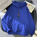 Sweat com capuz azul com padrão de planetas do sistema solar, ideal para os amantes de ciência e astronomia, confortável e na moda.