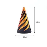 Pyramide en verre colorée avec spirales noires, décoration scientifique.
