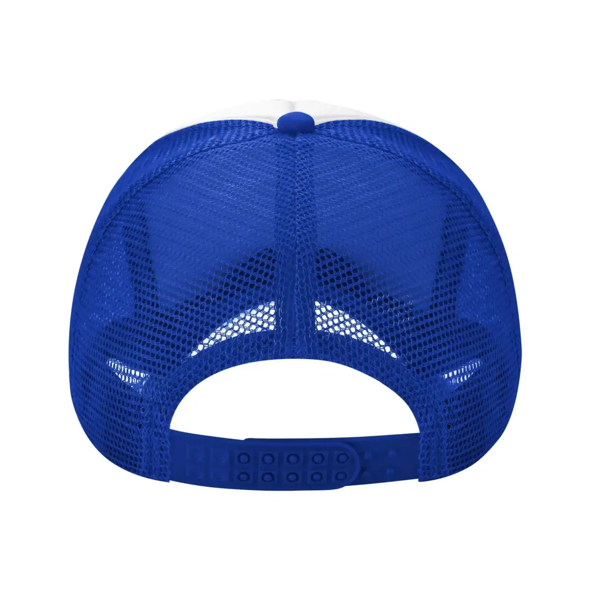 Casquette en maille bleue avec réglage ajustable, idéale pour un style décontracté et confortable, parfaite pour la décoration ou comme objet scientifique.