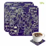 Puce de circuit imprimé violette avec motifs électroniques, idéale pour décoration de science et technologie.