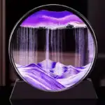 Vasque en verre avec paysage lumineux représentant des montagnes et un ciel coloré, idéale pour la décoration scientifique ou moderne.