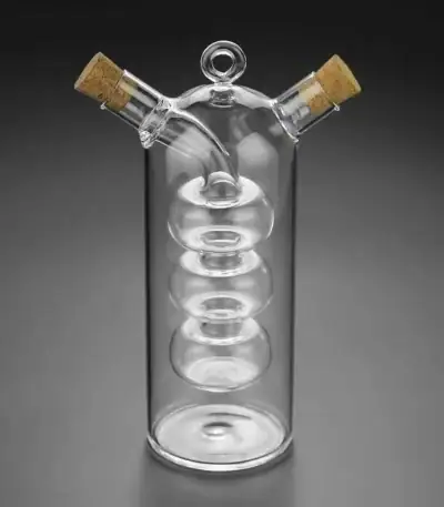 Vase en verre transparent de style scientifique avec deux bouchons en liège, conçu pour la décoration ou l'expérimentation. Parfait pour un décor de style laboratoire ou scientifique.