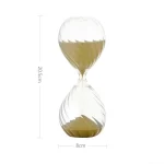 Ampulheta científica em vidro com areia bege, perfeita para decoração ou experimentação. Dimensões: 20,5 cm de altura, 8 cm de diâmetro.