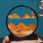 Montanha de vidro com decoração natural, paisagem de montanhas e árvore em flor, decoração original e educativa.