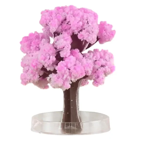 Árvore decorativa científica em plástico rosa com tronco castanho, ideal para a decoração de escritório ou laboratório.