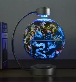 Lâmpada decorativa planeta Terra com efeitos luminosos e animações.