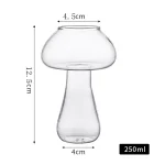 Vaso de vidro transparente de forma única, ideal para decoração ou experiências científicas, com capacidade de 250 ml, dimensões 12,5 cm de altura, 4,5 cm de largura no topo e 4 cm na base.