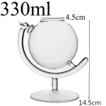 Frasco de vidro transparente de 330 ml com suporte de metal, ideal para experiências e decoração científica, dimensões: 14,5 cm de altura, 4,5 cm de diâmetro.