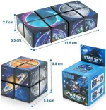 Conjunto de cubos educativos com tema espacial, ilustrando planetas, estrelas e galáxias, perfeitos para a aprendizagem lúdica das crianças.