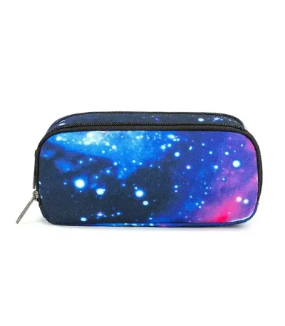 Estojo de astronomia com padrão de galáxia, ideal para acessórios ou armazenamento, design colorido e inspirador, perfeito para entusiastas do espaço e da ciência.
