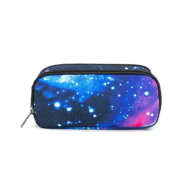 Estojo de astronomia com padrão de galáxia, ideal para acessórios ou armazenamento, design colorido e inspirador, perfeito para entusiastas do espaço e da ciência.