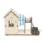 Mini casa a vento com motor eólico para decoração ou experiência científica. Perfeito para os amantes de ciências e decoração original.