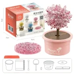 Árvore de cristal mágico em um vaso rosa, decoração científica e lúdica para casa ou escritório, com kit de montagem incluído.