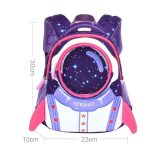 Mochila infantil tema astronauta com design estrelado e cores vivas.