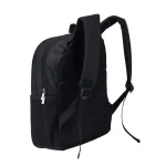 Uma mochila preta robusta, ideal para estudantes e profissionais, com vários compartimentos para organizar suas coisas.